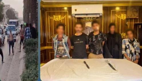 ضبط المتهمين بالتشاجر بالأسلحة البيضاء وسط الشارع في حدائق الأهرام