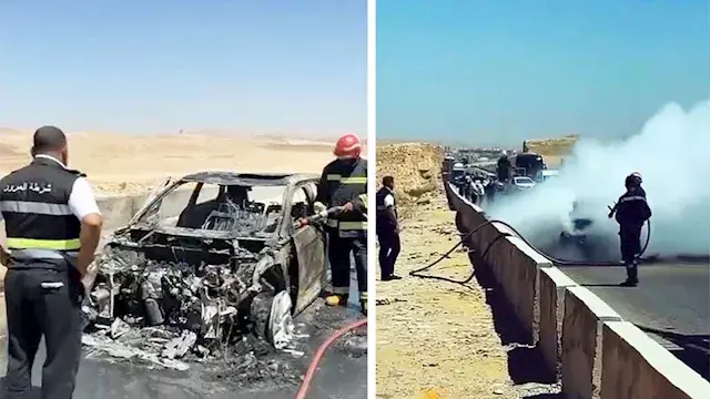 إخماد حريق في سيارة ملاكي بطري...