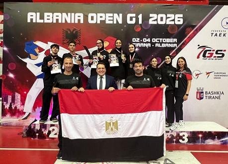 منتخب مصر يحصد 5 ميداليات ويحتل وصافة بطولة ألبانيا المفتوحة للتايكوندو