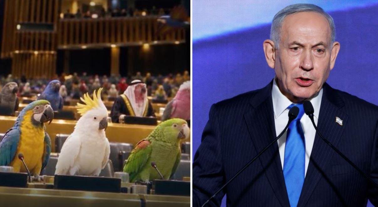 نتنياهو يسخر من قادة العالم بفيديو مولد بالذكاء الاصطناعي: ببغاوات هذا العام