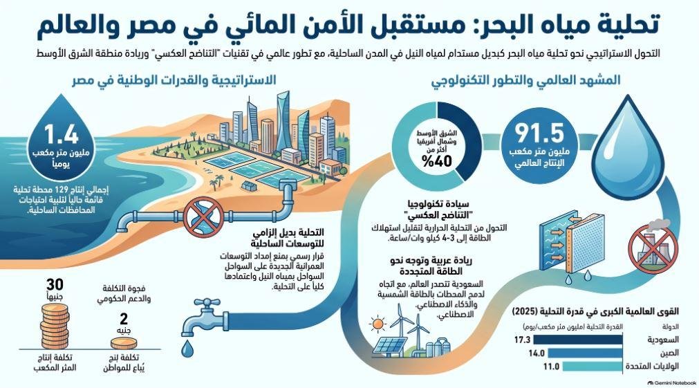 مياه التحلية بدل النيل بالمحافظات المطلة على البحر