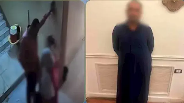 تحرش بسيدة تحمل طفلتها على سلم...