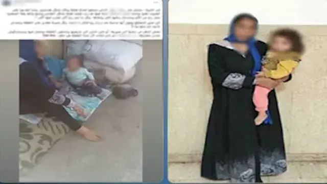 ضبط سيدة ضربت طفلتها بعصا لتناولها طعام من الأرض بالجيزة