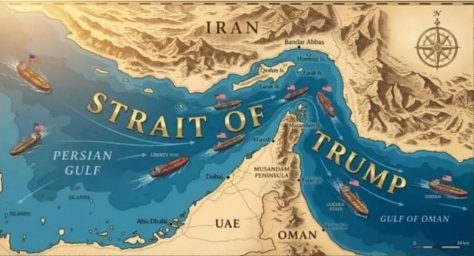 ترامب ينشر صورة لمضيق هرمز تحمل اسم مضيق ترامب