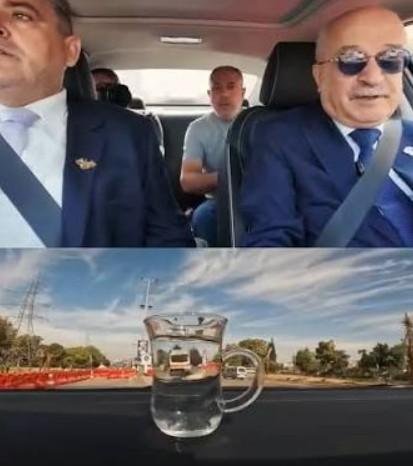 بكوب ماء.. وزير النقل السوري يختبر جودة طريق مطار دمشق
