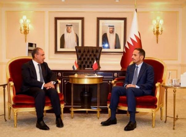 وزير الخارجية يبحث مع رئيس قطر العلاقات الثنائية والأوضاع الإقليمية