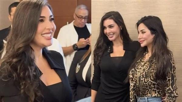 ياسمين صبري ولجين عمران في العرض الخاص لفيلم «مطلوب عائليا» بدبي