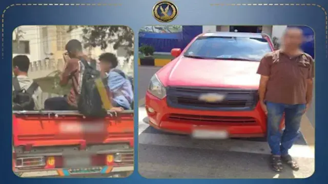 "ركبوا فوق الصندوق".. ضبط سائق ربع نقل عرض حياة طلاب للخطر